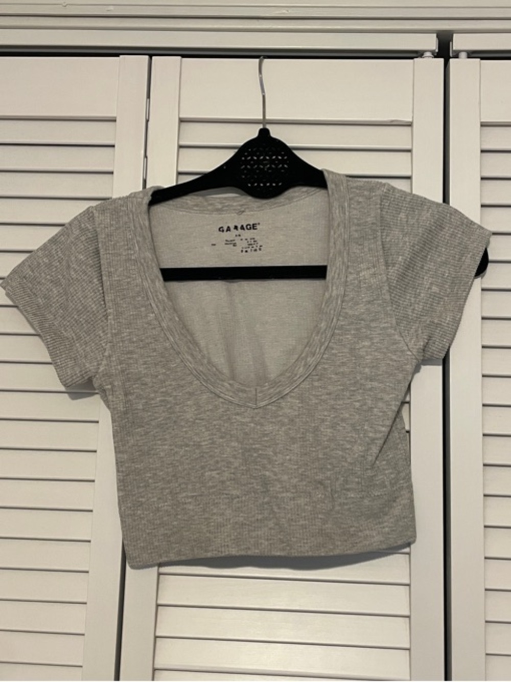 Garage Light Gray Ribbed Scoop Neck Crop Top